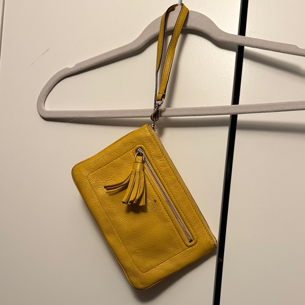 Kate Spade Yellow Leather Wristlet Clutch